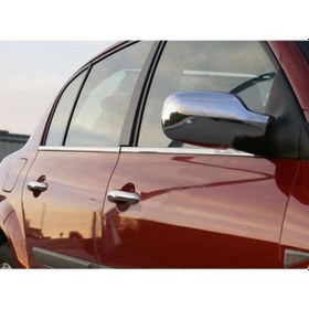 Resim Renault Megane 2 SD Uyumlu 2004-2010 Krom Cam Çıtası 4 Parça Paslanmaz Çelik 