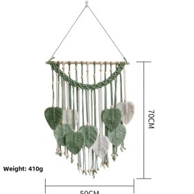 Resim Fosenze Doğal Kanat Ve Yaprak Desenli El Dokuma Nordik Bohem Dekoratif Duvar Örtüsü - 50x70 Cm, Serin Ve Rahatlatıcı Odalar İçin Hafif Ve Dayanıklı Dekor 