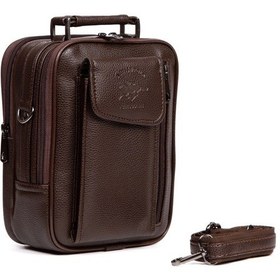 Resim Çelik Kasalı Telefon Bölmeli El Ve Omuz Çantası Koyu Kahverengi 