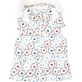 Resim U.S. Polo Assn. Kız Çocuk Krem Kalp Desenli Kapüşonlu Şişme Yelek 50313176-VR256 