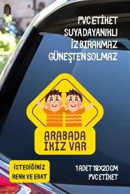 Resim alışveriş kurdu Arabada İkiz Bebek Var Araba-Motosiklet Cam Etiket Sticker - Erkek 
