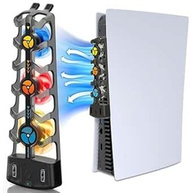 Resim AARONMEI PS5 için 3 Ayarlanabilir Hızlı Sessiz Soğutma Fanı ve RGB Işıklı Soğutma Fanı, PS5 Disk ve Dijital Sürüm için 2.0 USB HUB ile PS5 Yüksek Verimli Soğutma Sistemi Aksesuarı 