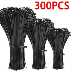 Resim 300 adet 4/6/8 inç Siyah Naylon Fermuar Bağları, Kendinden Kilitli Ayarlanabilir Sabitleme Bantları, Fermuar Bağları ile Sabitleme ve Demetleme için Kullanılır. 