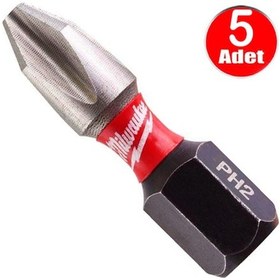 Resim Milwaukee Bits Yıldız Uç Vidalama Matkap Ucu Ph2 X 25mm -5 Adet 