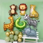 Resim 7-Li Hayvan Temalı Folyo Balon Seti - Şarj Edilmemiş Safari Parti Dekorasyonları Maymun, Zürafa, Leopar, Aslan, Zebra, Timsah ve Fil İçin Jungle Doğum Günü Partisi ve Fotoğraf Aksesuarları, 14+ Yaş İçin Uygun 