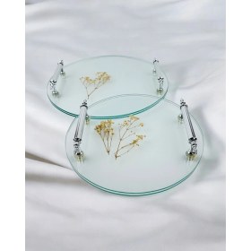 Resim Şık Gümüş Dekoratif Söz Nişan Tepsisi, Zarif ve Modern Tasarım 