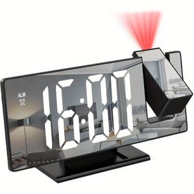 Resim USB Güçlü, Sıcaklık Gösterge Li, 360° Dönebilen Dijital Proje Alarmlı Saat, Ev, Ofis, Yatak Odası, Oturma Odası Dekoru İçin İdeal (Pil Dahil Değil), Saat Duvar Saati Oturma Odası 