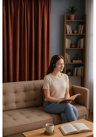 Resim Süet Elit Kadife Dokulu Natural Fon Perde Salon Oturma Odası Yatak Odası Antre Turuncu 