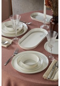 Resim Kütahya Porselen Bone V-form 26 Parça Yemek Takımı Platin Fileli 513300 