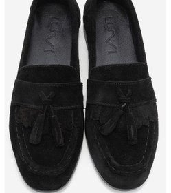 Resim Luvi Shoes Lupen Siyah Süet Püsküllü Hakiki Deri Kadın Loafer Ayakkabı Siyah 