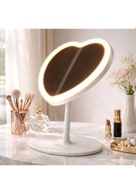 Resim Kalpli Led Işıklı Makyaj Aynası Beyaz 