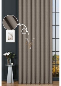 Resim Keten Fon Perde V-4008 Sütlü Kahve Sütlü Kahve 