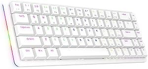 Resim Rampage REBEL Beyaz Low Profile RED SWITCH US Layout Rainbow Mekanik Gaming Oyuncu Klavye 