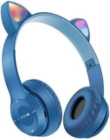 Resim Teknosepetim Sevimli Bluetooth Kulaklık Kablosuz Kulaklık Kedi Kulaklık Cat Kulaklık Mavi 