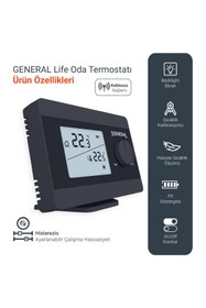Resim GENERAL Life ILLONA HT250S RF Kablosuz Oda Termostatı - Siyah 