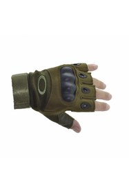 Resim Mude Unisex Yeşil Yarım Parmak Taktik Eldiven 