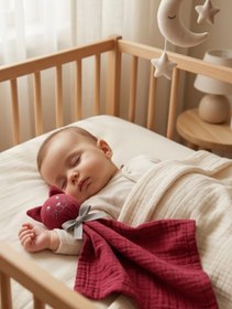 Resim Reyo Beberotti %100 Müslin Tavşan Uyku Arkadaşı Vişne, Nefes Alabilen Yumuşak Bebek Uyku ve Oyun Arkadaşı 