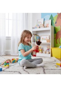 Resim Kız Çocuklar İçin Kırmızı Elbiseli Tığ İşi Amigurumi Oyuncak Kırmızı 