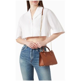Resim Strathberry Nano Tote Çanta, Şık & Yapılandırılmış, Metal Detaylı, Dana Derisi Omuz Çantası Kahverengi 