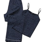 Resim Şık Leopar Desenli Kadın Pijama Takımı - Seksi Omuz Üstü, Askısız Uyku Giysisi, Kıvrımlı Detaylı, Yaz İçin Mükemmel, Tüm Mevsimler İçin Rahat, Yetişkin Boyutu, Leopar Desenli Pijama 