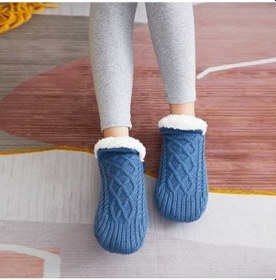 Resim Opulentliving Kalın Tabanlı Kaydırmaz Ev Terliği Çorap - Erkek Kadın İçin Sıcak Tutan Polyester 43-45 