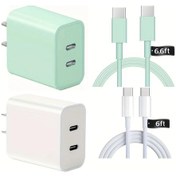 Resim Çift Bağlantı Noktalı 20w Hızlı Şarj Bloğu, İphone Uyumlu16 15 Serisi, Ipad, Samsung Uyumlu 2set White Green Amerika Birleşik Devletleri ' Beyaz 