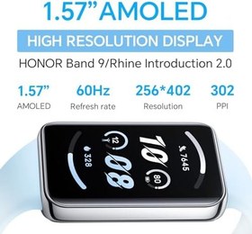 Resim HONOR Band 9 Kadın Erkek Akıllı Saat, Aktivite Bilekliği, 1,57 inç Akıllı Saat 96+ Spor Modu Podometre, SpO2 Kalp Hız, Su Geçirmez 5ATM, 14 Gün Pil Ömrü, Android iOS için Fitness, Mavi 