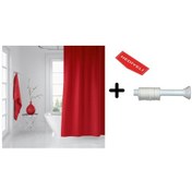 Resim Zethome Banyo Duş Perdesi Kırmızı 120x200 Perde Borusu Askı Apara Çok Renkli 