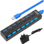 Resim Wozlo 7 Port USB 3.0 Çoklayıcı Hub Adaptörlü Ledli On/off Anahtarlı 
