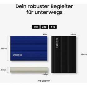 Resim Samsung Taşınabilir SSD T7 Kalkanı, 1 Tb, USB 3.2 Gen.2, 1.050 Mb/s Okuma, 1.000 Mb/s Yazma, Mac, Pc ve Akıllı Telefon Için Dış Mekan Sağlam Harici Sabit Sürücü, Bej, MU-PE1T0K/EU 