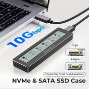 Resim NVMe ve SATA SSD Kılıfı - Dijital Ekran, Alüminyum, Tüm M.2 Katı Hal Sürücülerine Uygun, Akıllı İzleme, Gerçek Zamanlı Veri, Tak ve Çalıştır, Hızlı Isı Dağılımı, Oyun Konsolları için Yükseltilmiş Depolama, Taşınabilir Sabit Disk Kılıfı 