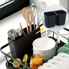 Resim 1 adet Yer Tasarruflu Bulaşık Kurutma Rafı Aksesuarı Çubuk Tutucu, Çok Fonksiyonlu Plastik Çift Bardak Mutfak Gereçleri Saklama Çubuk Tutucu Plastik Drenaj Çubuğu, Çubuklar ve Kaşıklarla Mutfak Tezgahlarının Verimli Organizasyonu 