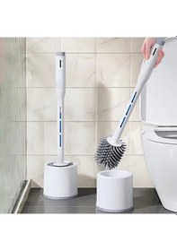 Resim Deterjan Hazneli Silikon Tuvalet Fırçası Açık Gri 