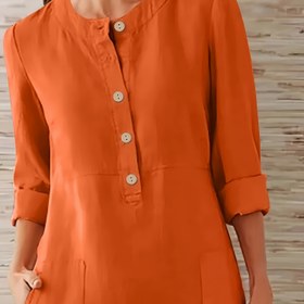 Resim Yeni Moda Basit Tasarım Şık Günlük Büyük Beden Kadın Elbisesi 