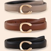 Resim Kadın Moda Kemer - Şık Altın Tonlu Toka, Ceketler, Elbiseler, Gömlekler ve Takımlar için Çok Yönlü, Tekstil Malzemeler Olmadan, Günlük veya Resmi Durumlar için Mükemmel, Şık Durumlar|Zarif Tasarım|Kemer, Şık Kemer 