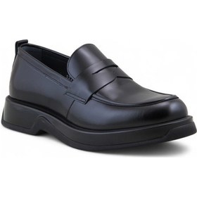 Resim Fosco 3225 Hakiki Deri Loafer Erkek Ayakkabı Siyah Açma 