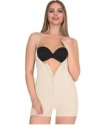 Resim Kadın Fermuarlı Agraflı Askılı Kısa Paça Body Korse Beyaz 