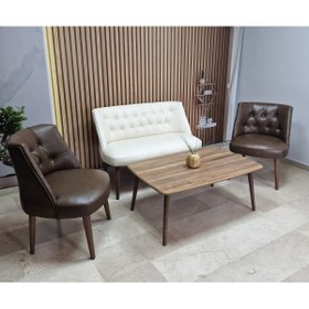 Resim Azra Aksesuar Deri Çay Seti Koltuk Takımı + SEHPA - Oturma Grubu - Cafe Mobilya - Ofis Mobilya - Balkon Mobilya 