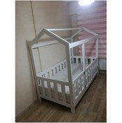 Resim Deniz mobilya Montessori Yatak Beyaz 90x190 Su Bazli Boyali Kapili Model 