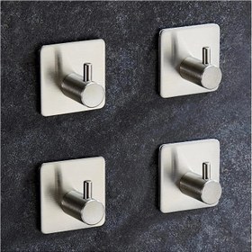 Resim 4 Adet Paslanmaz Çelik Banyo Havlu & Bornoz & Lif Askısı - Çok Amaçlı Askılık - Gri 
