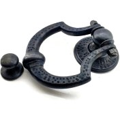 Resim Antika Tarz Dekoratif Pirinç Dövme Kapı Tokmağı, Taktak - 150X105 Mm, Oksit 