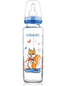 Resim Bebedor Silikon Emzikli Desenli Cam Biberon 250 Ml 3+ Ay Sincap 