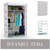 Resim Holtech Tek Yandan Raflı Plastik Bez Dolap Kumaş Gardırop Istanbul Tema İstanbul 