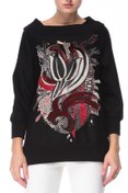 Resim Escada Kayık Yaka Baskılı Siyah Sweatshirt 