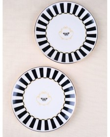 Resim Tabak Evi Porselen Butterfly Collection Altın Yaldızlı Pasta Tabağı Siyah 20,50cm 2 Li Çok Renkli 