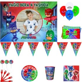 Resim Pijamaske Pijamaskeliler Doğum Günü Parti Seti Pj Masks Süsleme P +3 