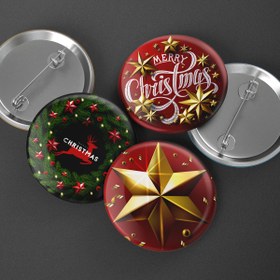 Resim Varyant Merry Christmas - Yeni Yıl - Yılbaşı - Iğneli Rozet - Broş - Çanta Rozeti 3 Adet 