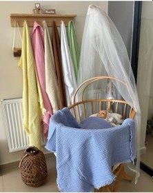 Resim Bebekler İçin Çok Amaçlı Müslin Örtü 100x100 Cm - Mavi 