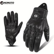 Resim MJMOTO Retro Motosiklet ve Bisiklet Eldivenleri - Nefes Alabilir PU Deri, Dokunmatik Uyumlu, Ayarlanabilir Bilek Kayışı, Güçlendirilmiş Avuç İçi Tutuşu - Erkekler & Kadınlar için Yazlık Açık Hava Spor Eldivenleri (Klasik Siyah), Hava Akışını Artıran Tasarım 