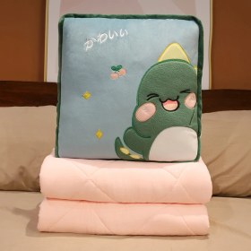 Resim Zhuque Karikatür Yastık Yorgan Çift Amaçlı 2'si 1 Arada Araba Sevimli Katlanır Klima Ofis Için Kalınlaşmış Araba Yastığı (Yurt Dışından) 